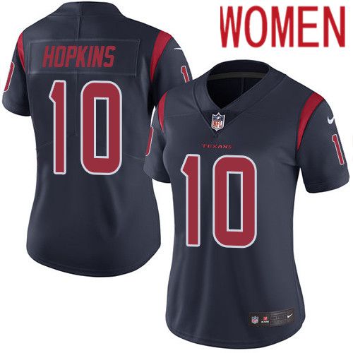 Women Houston Texans 10 DeAndre Hopkins Navy Blue Nike Rush Vapor Limited NFL Jersey